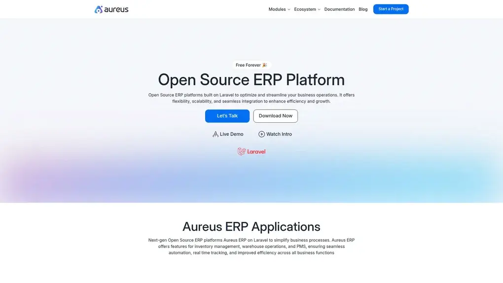 Aureus ERP screenshot