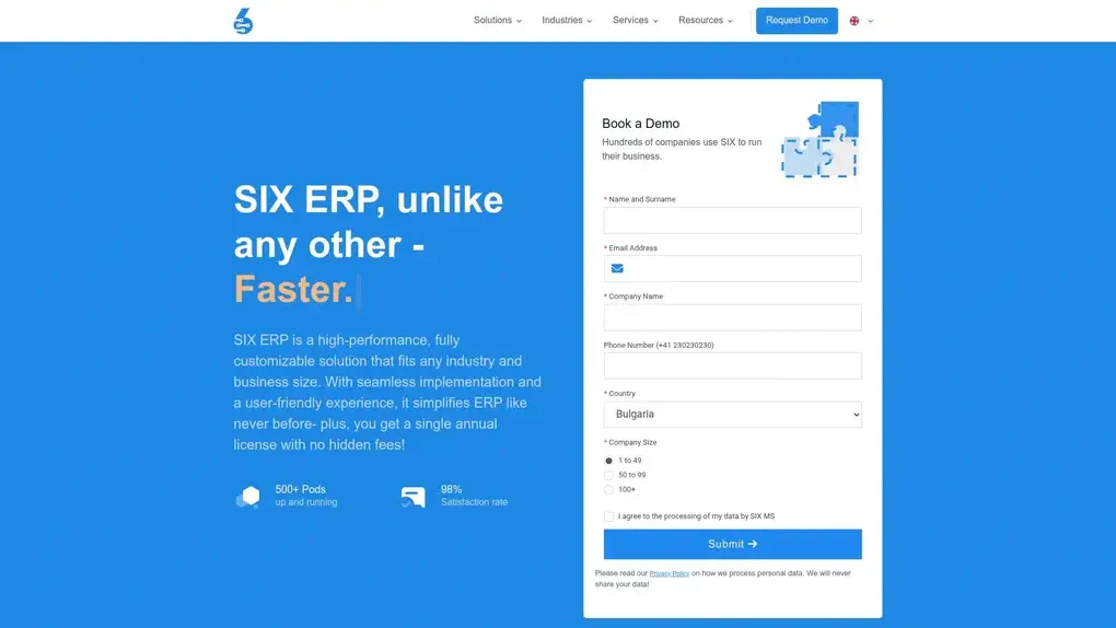 SIX ERP screenshot